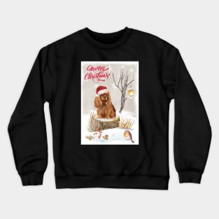 Red Cavalier King Charles Spaniel Merry Christmas Santa Dog Crewneck Sweatshirt